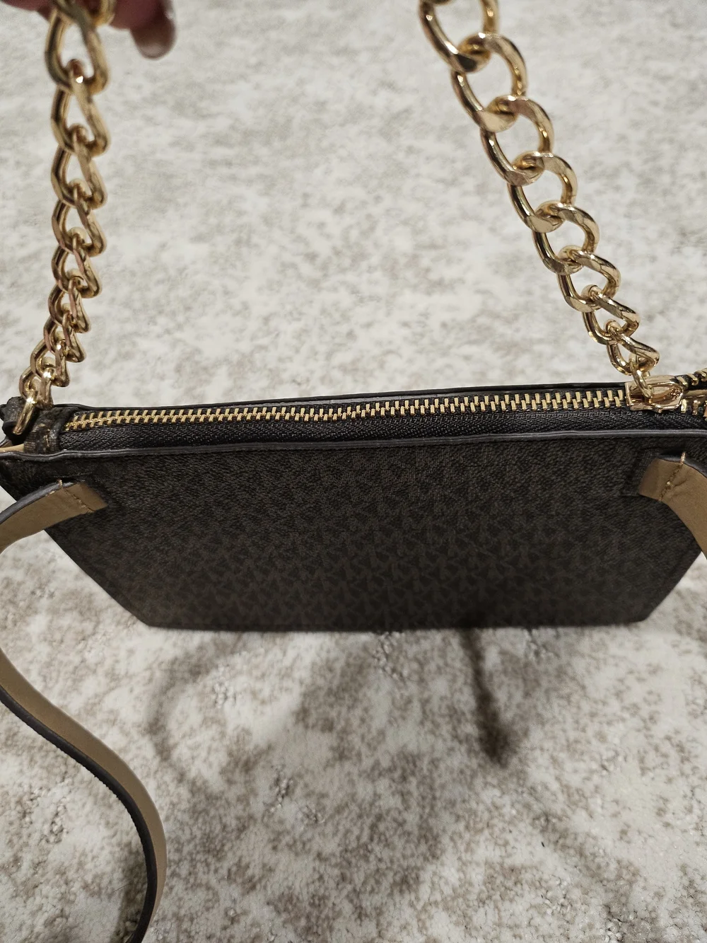 Michael Kors Brown MK Logo Belt Baf with Gold Chain